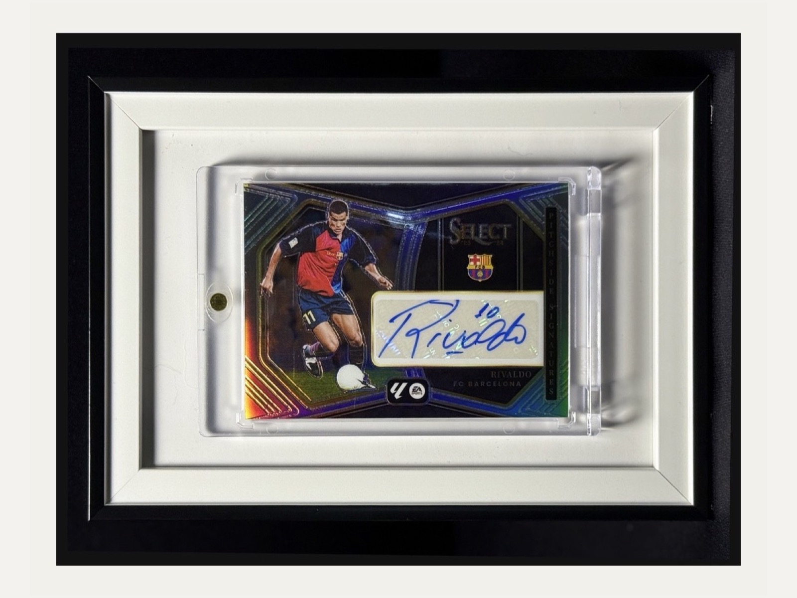 Rivaldo FC Barcelona EA Sports Panini - autógrafo manual