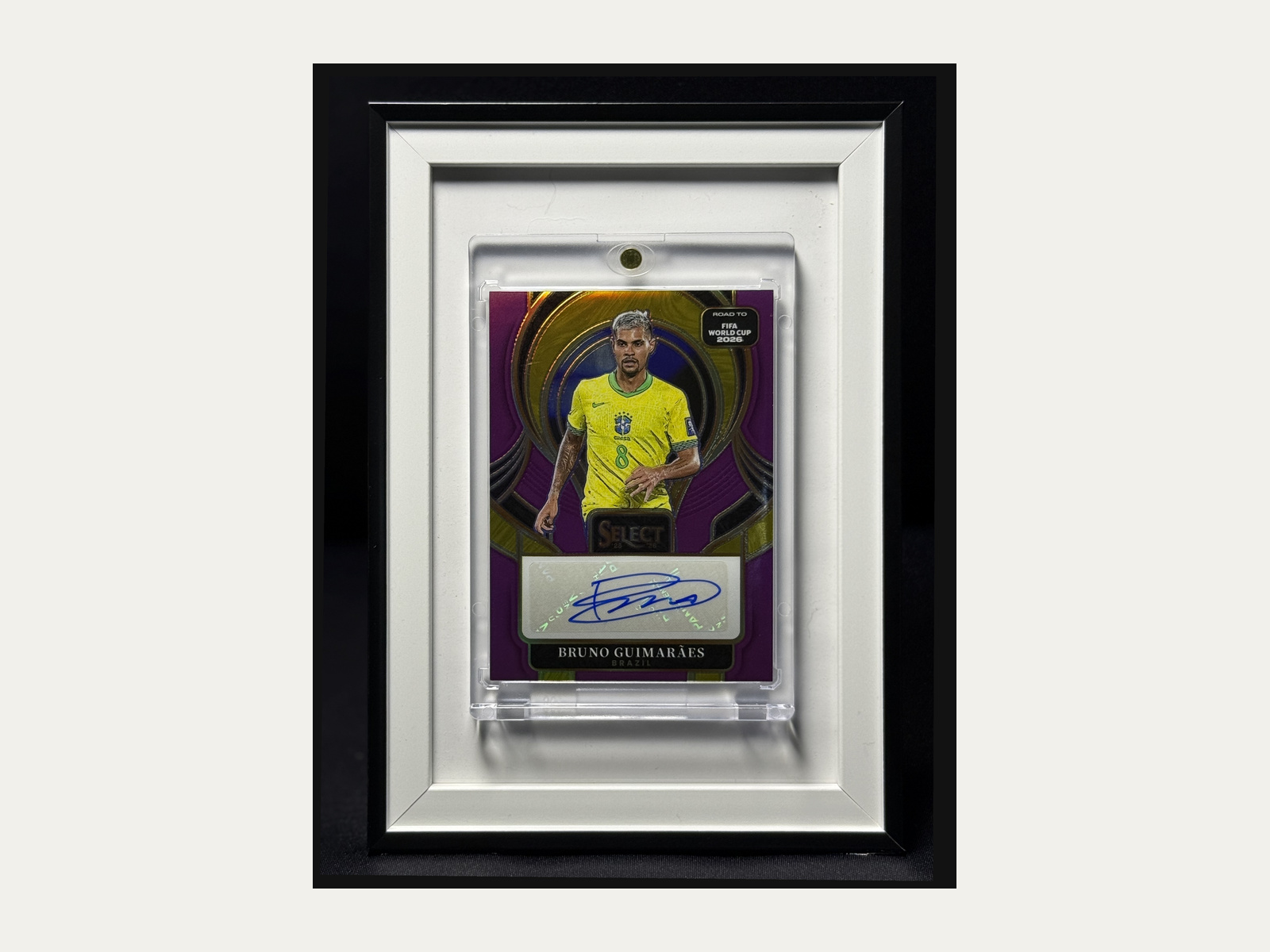 2025-26 Select Road to FIFA World Cup Bruno Guimarães purple prizm auto 28/49