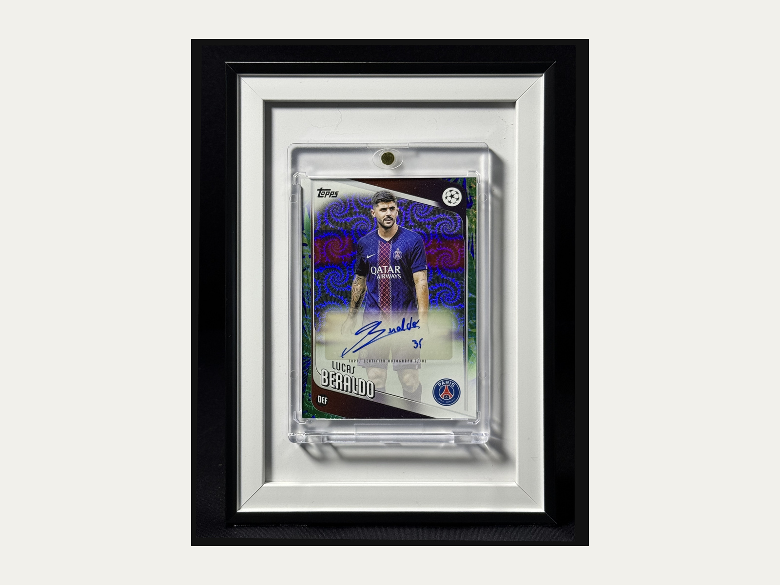 Topps, Paris Saint-Germain, Lucas Beraldo - autógrafo manual