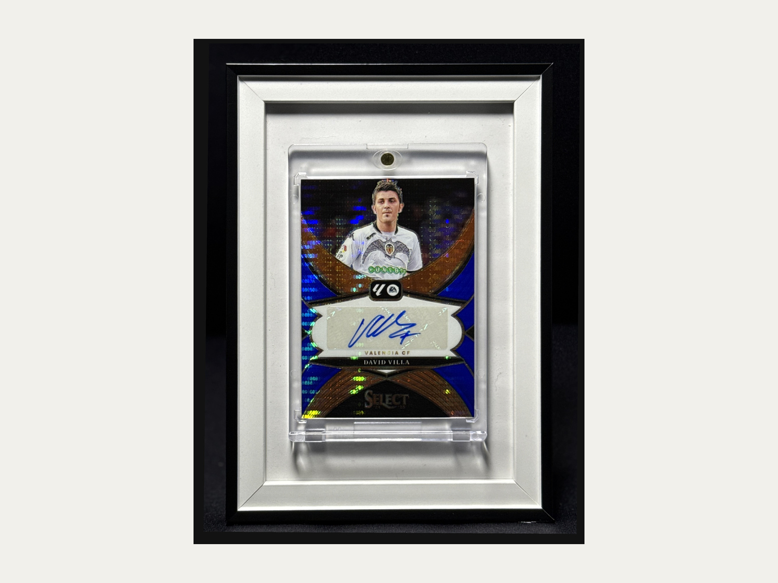 David Villa — Panini Select La Liga Valencia CF — autógrafo manual